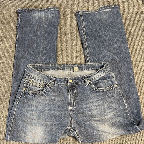 ND Weekend Pants‎ Womens 14 Denim Blue Jeans Embroidered Cross Pocket Stretch - Picture 10 of 16